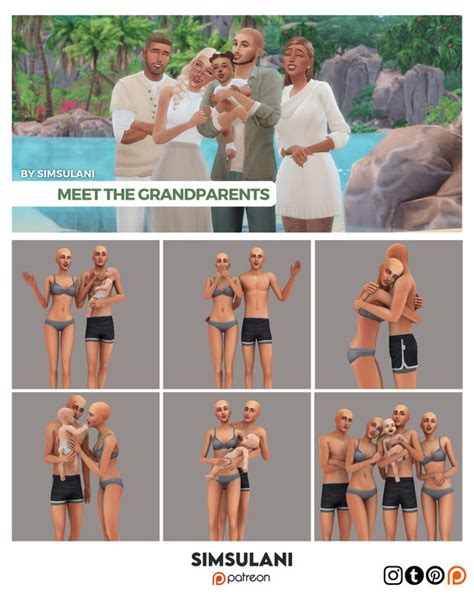 414 Pose Pack Meet The Grandparents Simsulani In 2024 Sims 4