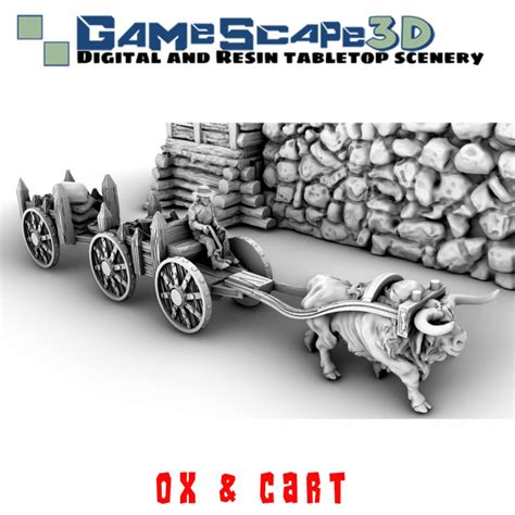 3D Printable Ox and Cart by GameScape3D