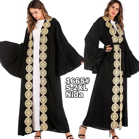 Apliques Lujo Nida Abaya De Lujo Frente Abierto Musulm N