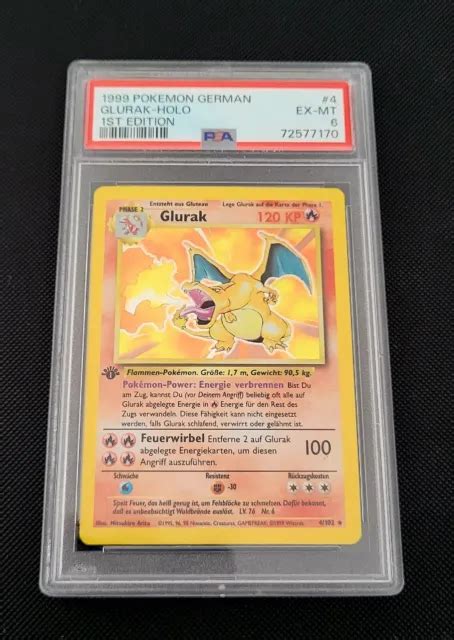 ORIGINAL POKEMON KARTE Glurak Base 1 Edition Holo 1999 Charizard