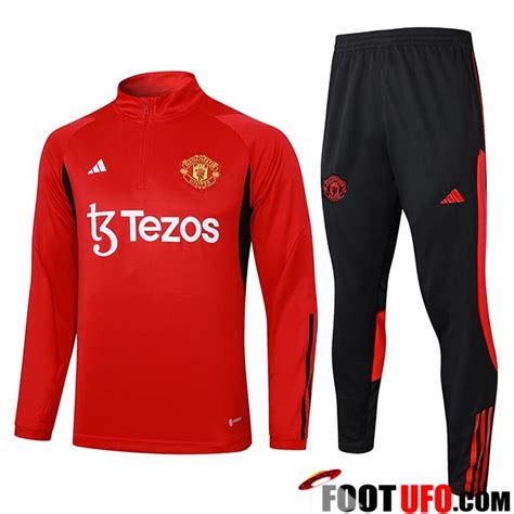 A Vendre Ensemble Survetement De Foot Manchester United Rouge Noir 2023