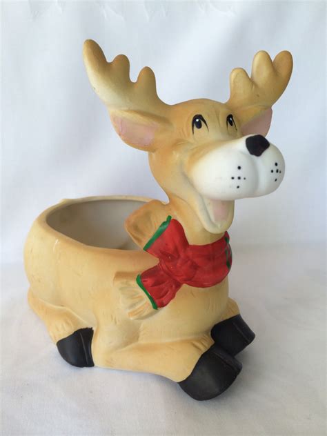 Holiday Planter Vintage Planter Ceramic Reindeer Christmas