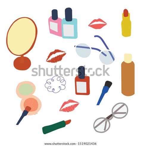 Colorful Cartoon Cute Makeup Set Decorative Stock Vector Royalty Free