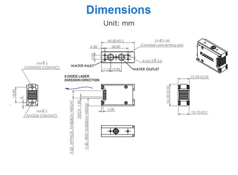 Wavetopsign 808nm 600w Micro Channel Water Cooled Vertical Stack Diode