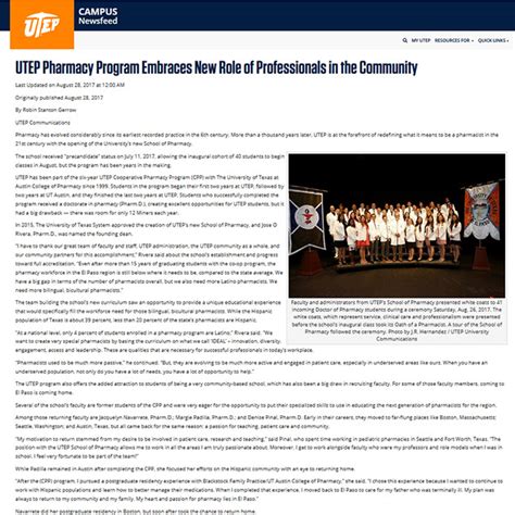 Utep Pharmacy Program Embraces New Role Of Professionals In The