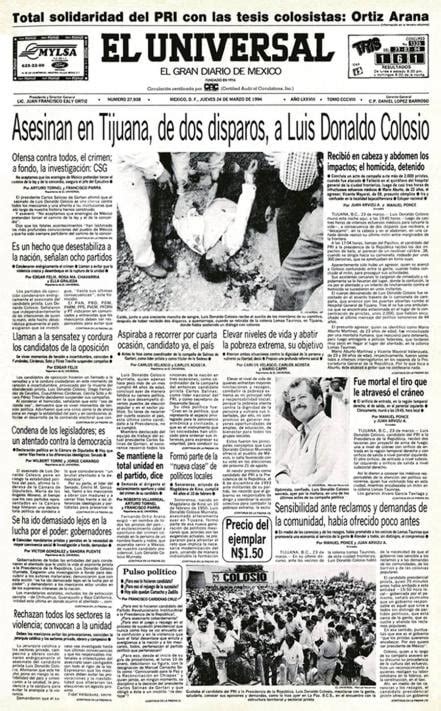 As Document El Universal El Asesinato De Luis Donaldo Colosio