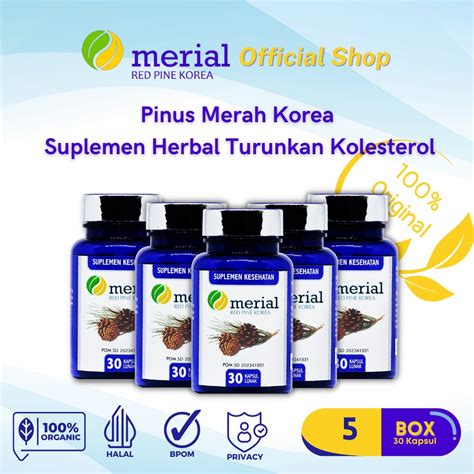 Jual Merial Red Pine Korea Original Isi 30 Kapsul Atasi Kolesterol