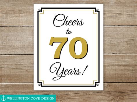 Cheers To 70 Years Printable Sign 70th Birthday Sign Party Decor