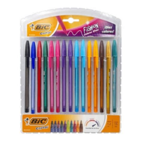 Plumas Bic Cristal Intenso Fashion Punto Grueso Tinta Colores Surtidos