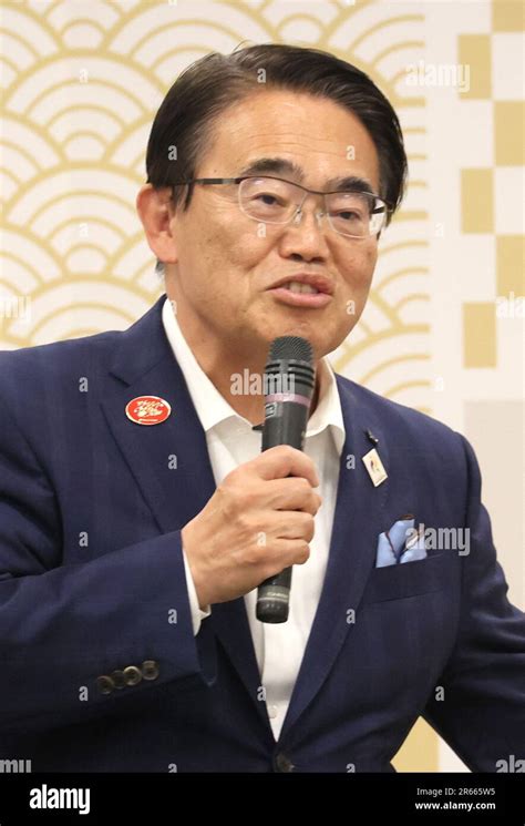 Tokyo Japan Th June Aichi Governor Hideaki Omura Talks With