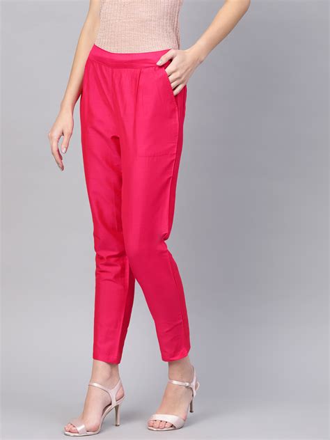 Buy Magenta Pink Ankle Pant Cotton Silk For Best Price Reviews Free