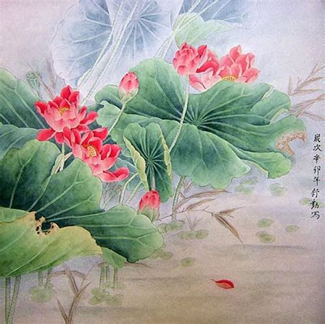 Chinese Lotus Painting Lotus 2405004 66cm X 66cm26〃 X 26〃 Lotus