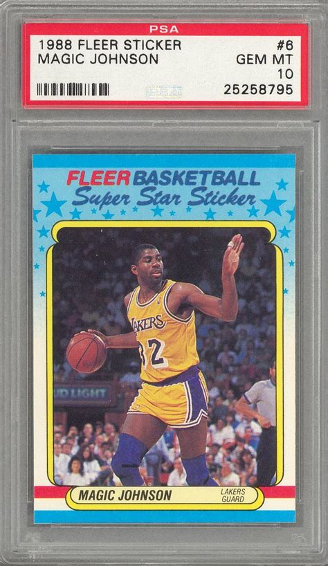 Lot Detail 1988 89 Fleer Sticker 6 Magic Johnson PSA GEM MT 10