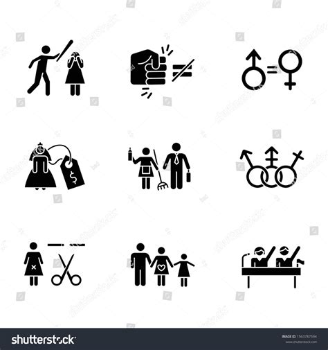 Gender Equality Glyph Icons Set Violance Stock Vector Royalty Free