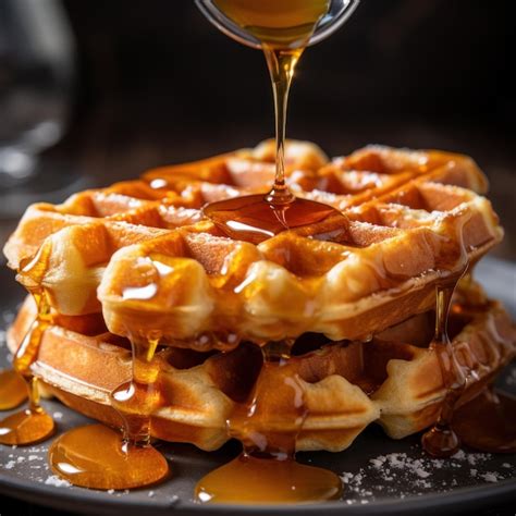 Premium Photo Classic And Fluffy Belgian Waffle With Syrup