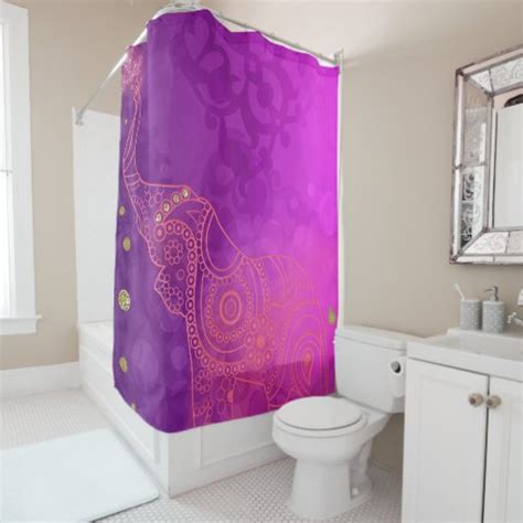 Pink Purple Gold Elephant Exotic Bright Good Luck Shower Curtain Zazzle