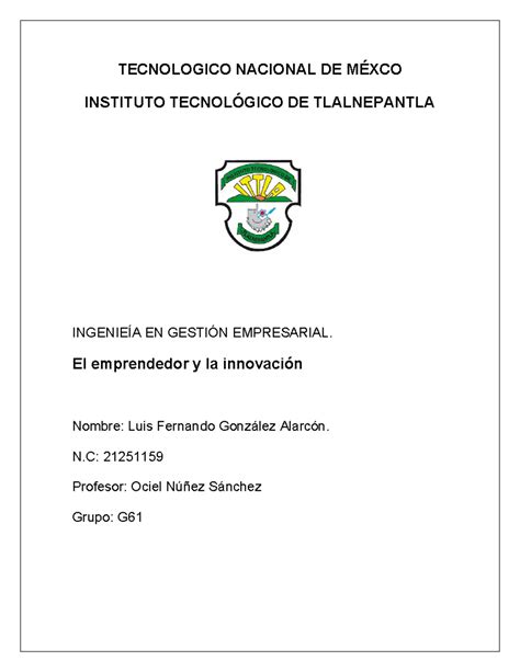 Ensayo Tecnologico Nacional De M Xco Instituto Tecnol Gico De