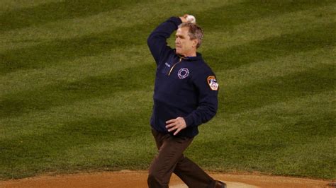 11 X 14 President George W Bush Throws Out The 1st Pitch At Yankee