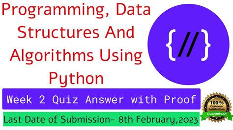 Nptel Programming Data Structures And Algorithms Using Python Week 2