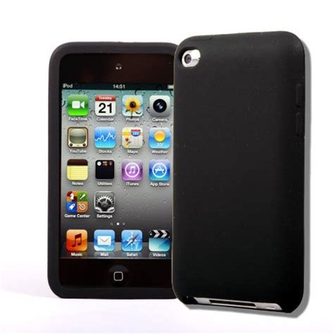 Ipod Touch 4g Touch Twin Pack Black And Clear Silicone Protective Armour Case Cover Screen