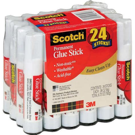 Scotch Permanent Glue Sticks 28 Oz 24 Pk Washable Non Toxic For Sale