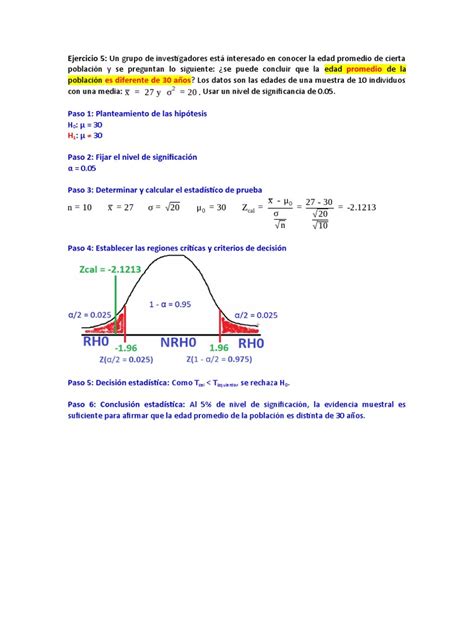 Ejercicio Resuelto De Prueba De Hipótesis Pdf