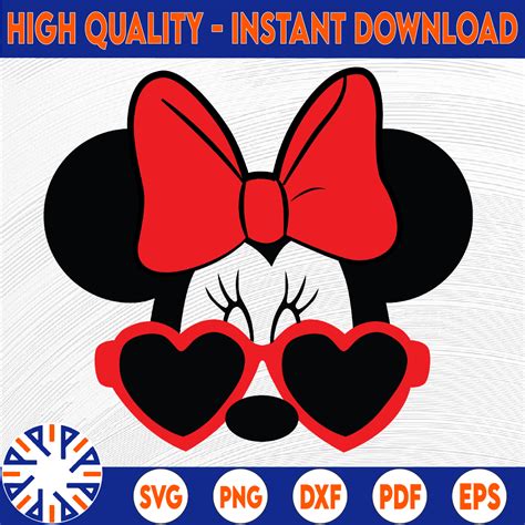 Disney Minnie Mouse Face Svg Heart Glasses Cricut Files Di Inspire