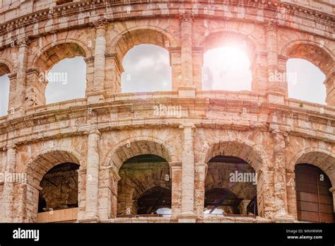 Architectural Detail Of The Colosseum In Rome Stock Photo Alamy