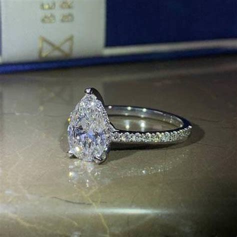 2 Carat Pear Diamond Engagement Ring E VS Pear Engagement Etsy