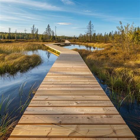 Premium Photo Natural Wooden Wetland Boardwalk Scenic Landscape