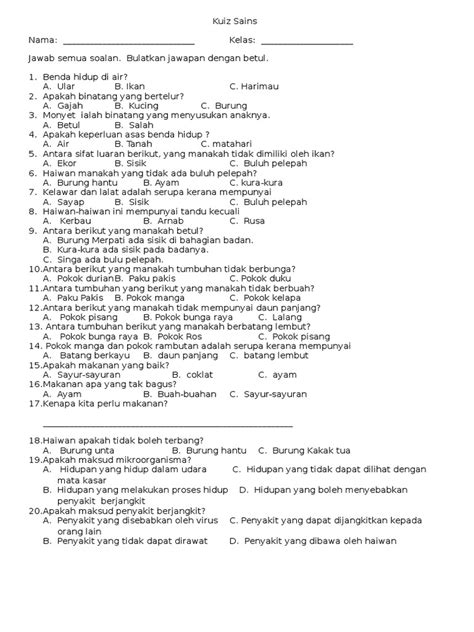 Kuiz Sains Pdf