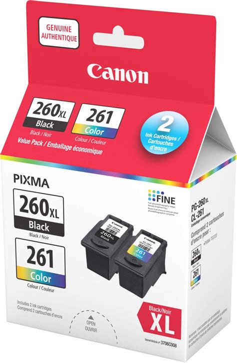 Genuine Canon Pg 260xl Black And Cl 261 Value Pack Amazonca Office