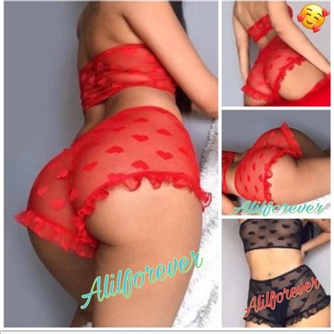 Intimates Sleepwear Red Satin Mesh Lace Lingerie Set Poshmark