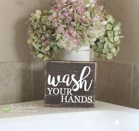 Wash Your Hands Bathroom Sign Mini Block Funny Bathroom Etsy Funny