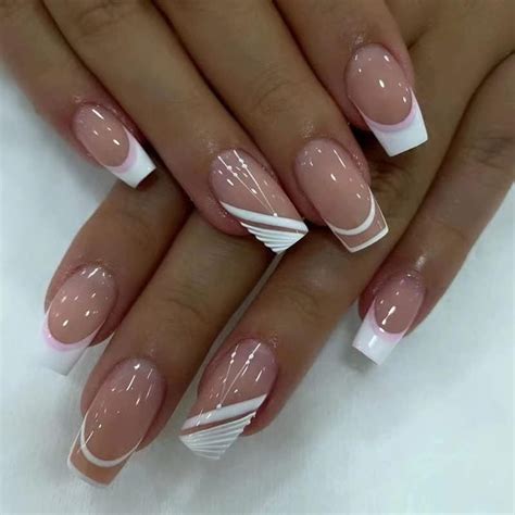 U As Postizas Francesas Cuadradas Stylish Nails False Nails Nail Art