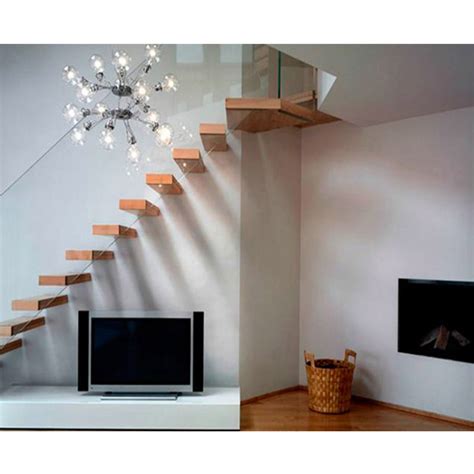 New Design Indoor Staircase Invisible Stringer Wood Tread Floating