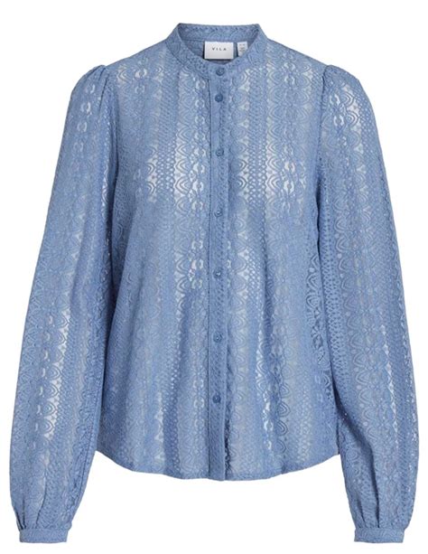 Vila VICHIKKA LACE L S SHIRT NOOS 14082977 Blauw Kopen Bij The Stone