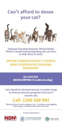 Cat Desexing Vouchers Mount Barker District Council National Desexing