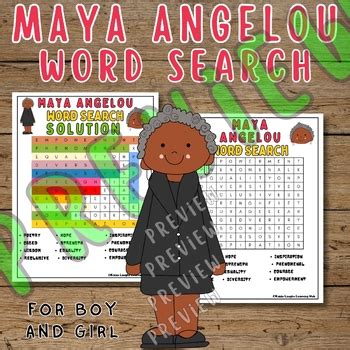 Maya Angelou Biography Word Search Puzzle Worksheet Activity Famous Poets