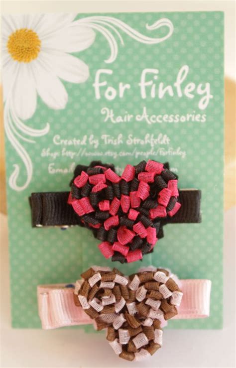 Heart Shaped Ribbon Hair Clip Set Of Two For By Forfinley On Etsy 4