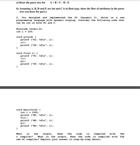 Solved A Draw The Parse Tree For A B C D E B Assuming A Chegg