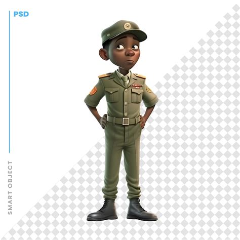 D Render De Un Ni O Afroamericano Con Uniforme Del Ej Rcito Sobre