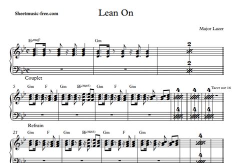 Major Lazer Lean On Free Sheet Music Pdf For Piano The Piano Notes