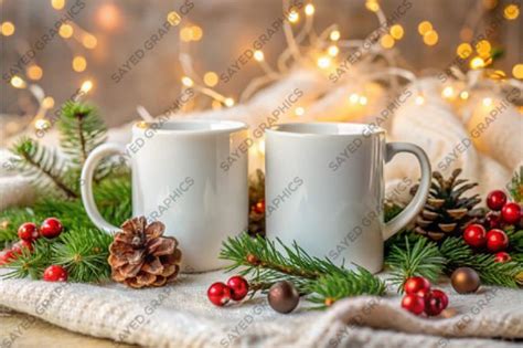 Christmas Couple Of White Mugs Mockup Graphic By Sayed Graphics