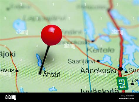 Ahtari pinned on a map of Finland Stock Photo - Alamy