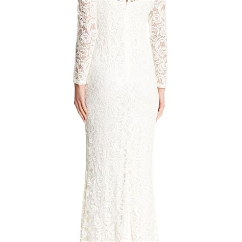 Marina Long Sleeve Ivory Sequin Lace Gown Gem