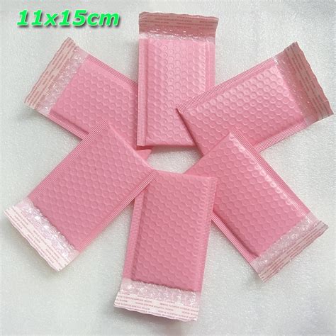 25pcs 50pcs 100pcs 11 15cm Outer Size 4 3x5 9 Inch Pink Poly Bubble