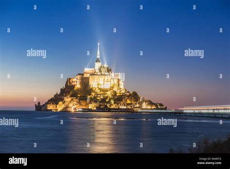 Mont Saint Michel abbey on the island, Normandy, Northern France ...