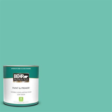 Behr Premium Plus Qt P March Aquamarine Semi Gloss Enamel Low