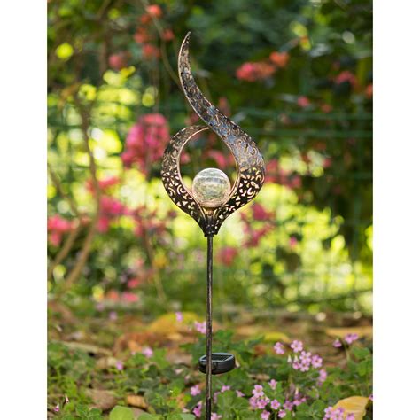 HOMEIMPRO Outdoor Solar Lights Garden Crackle Glass Globe Stake Lights